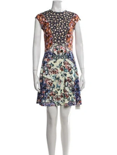 Pre-owned Mary Katrantzou Floral Print Mini Dress In Multicolor