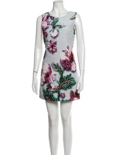 Pre-owned Mary Katrantzou Floral Print Mini Dress In Multicolor