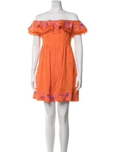 Pre-owned Mary Katrantzou Floral Print Mini Dress In Orange