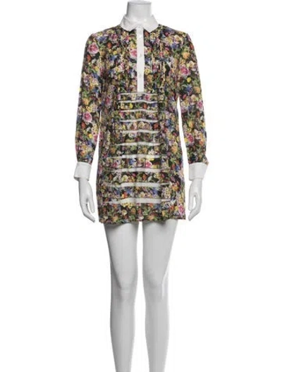 Pre-owned Mary Katrantzou Floral Print Mini Dress In White