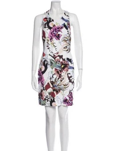 Pre-owned Mary Katrantzou Floral Print Mini Dress In White