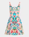 Mary Katrantzou Freya Square-neck Sleeveless Fit-&-flare Mini Dress