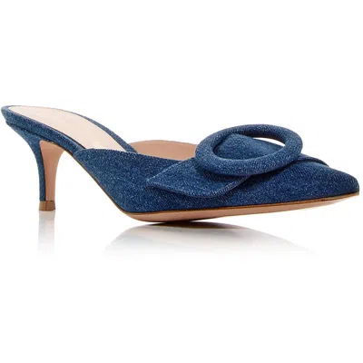 Mary Katrantzou / Gianvito Rossi Portofino 55 Womens Buckle Denim Mules