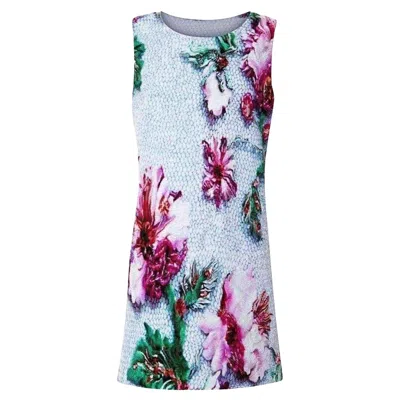 Pre-owned Mary Katrantzou Goldie Floral Print Dress Uk 10 / Us 6 In Purple