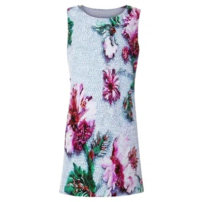 Pre-owned Mary Katrantzou Goldie Floral Print Dress Uk 6 / Us 2 In Purple