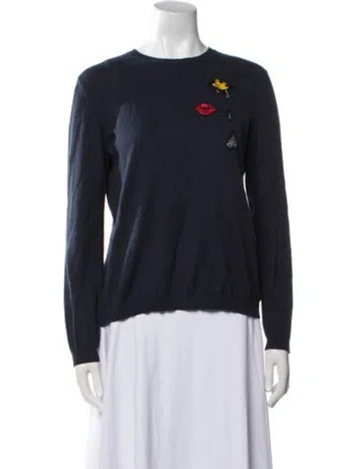 Pre-owned Mary Katrantzou Graphic Print Crew Neck Sweater In Blue