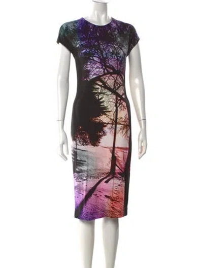 Pre-owned Mary Katrantzou Graphic Print Knee-length Dress In Black