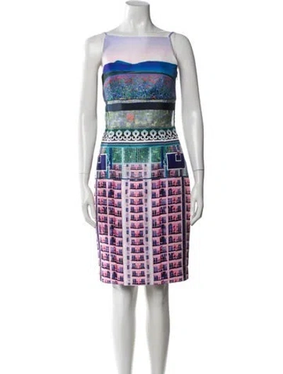 Pre-owned Mary Katrantzou Graphic Print Knee-length Dress In Multicolor