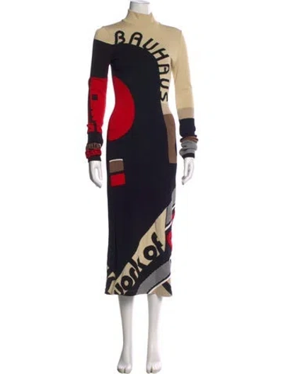 Pre-owned Mary Katrantzou Graphic Print Long Dress In Black