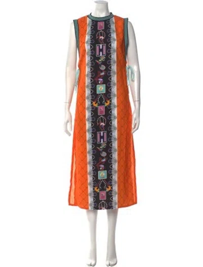 Pre-owned Mary Katrantzou Graphic Print Long Dress In Orange