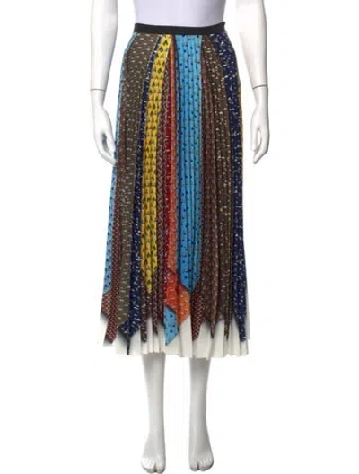 Pre-owned Mary Katrantzou Graphic Print Midi Length Skirt In Blue/brown