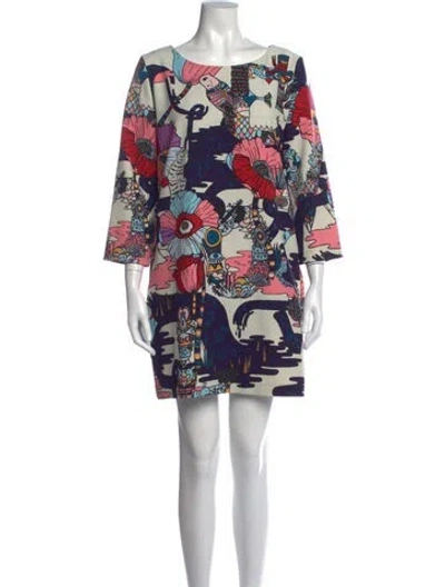 Pre-owned Mary Katrantzou Graphic Print Mini Dress In Neutral