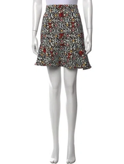 Pre-owned Mary Katrantzou Graphic Print Mini Skirt In Black