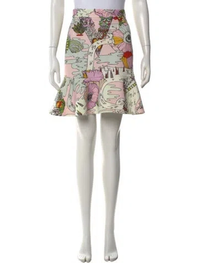 Pre-owned Mary Katrantzou Graphic Print Mini Skirt In Blue