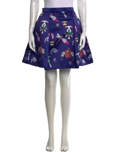 Pre-owned Mary Katrantzou Graphic Print Mini Skirt In Purple