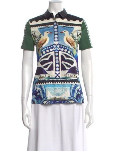 Pre-owned Mary Katrantzou Graphic Print Short Sleeve Polo In Multi