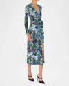 Mary Katrantzou Karola Lapis-print Jersey Wrap Midi Dress In Clover Aop Lapis Print