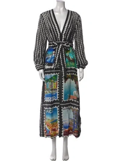 Pre-owned Mary Katrantzou Linen Long Dress In Multicolor