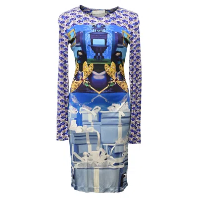 Mary Katrantzou Long Sleeve Printed Dress In Multicolor Viscose
