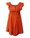 Mary Katrantzou Marietta Off Shoulder Embroidered Mini Dress In Orange Viscose In Orange