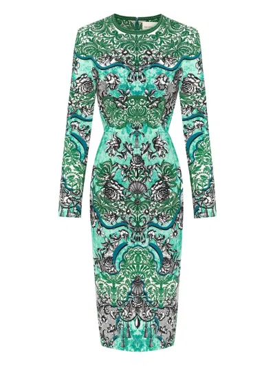 Mary Katrantzou Naomi Long-sleeve Midi Dress In Multi
