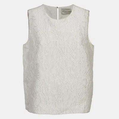 Mary Katrantzou Off-white Alphabet Jacquard Crepe Sleeveless Top In Neutral