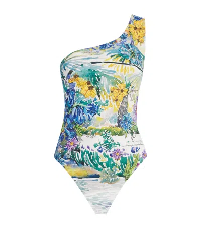 Mary Katrantzou One-shoulder Nata Swimsuit In Multi