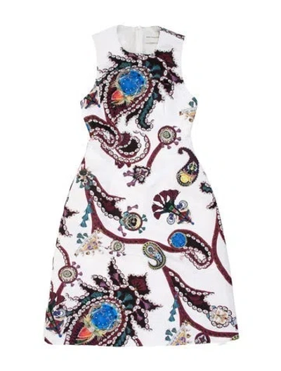 Pre-owned Mary Katrantzou Paisley Print Knee-length Dress In White