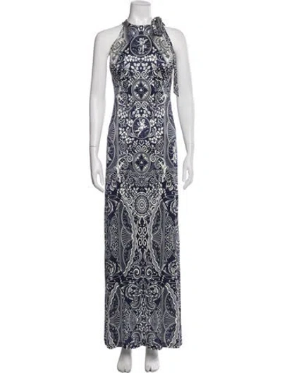 Pre-owned Mary Katrantzou Paisley Print Long Dress In Blue