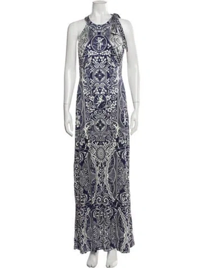 Pre-owned Mary Katrantzou Paisley Print Long Dress W/ Tags In Blue