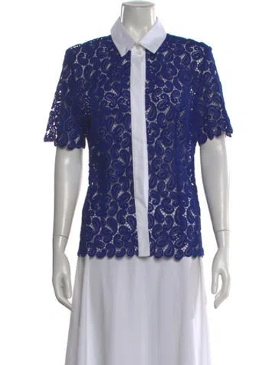 Pre-owned Mary Katrantzou Paisley Print Short Sleeve Blouse In Blue