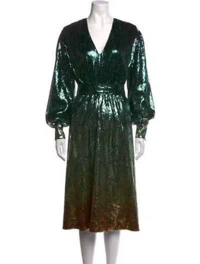 Pre-owned Mary Katrantzou Patterned Midi Length Dress In Gold/grey