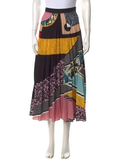 Pre-owned Mary Katrantzou Patterned Midi Length Skirt In Black