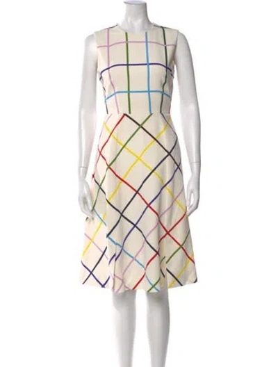 Pre-owned Mary Katrantzou Plaid Print Knee-length Dress In Neutral
