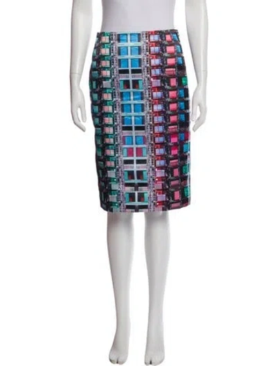 Pre-owned Mary Katrantzou Plaid Print Knee-length Skirt In Blue