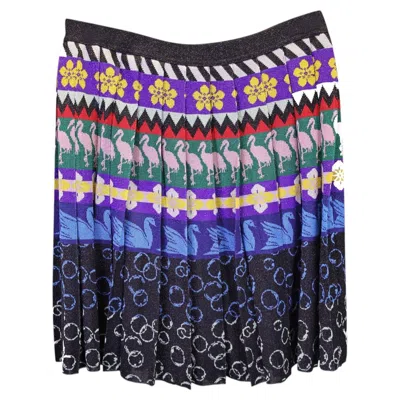 Pre-owned Mary Katrantzou Pleated Skirt In Multicolor Viscose In Purple
