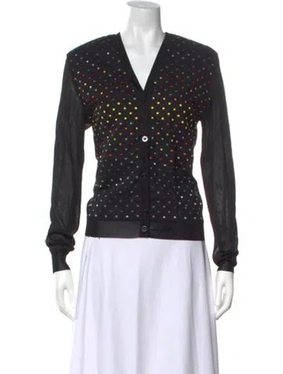Pre-owned Mary Katrantzou Polka Dot Print V-neck Sweater In Black