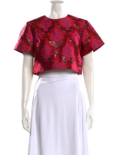 Pre-owned Mary Katrantzou Printed Crew Neck Crop Top In Red