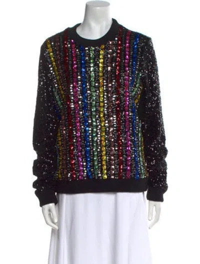 Pre-owned Mary Katrantzou Printed Crew Neck Sweater In Black