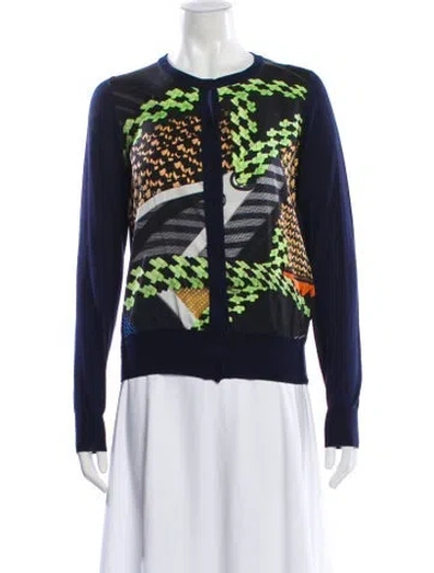 Pre-owned Mary Katrantzou Printed Crew Neck Sweater In Blue