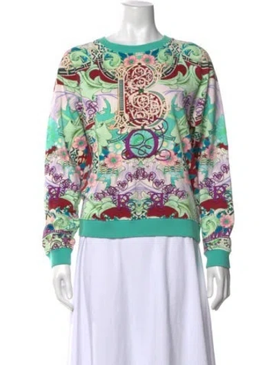 Pre-owned Mary Katrantzou Printed Crew Neck Sweatshirt In Green