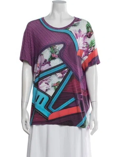 Pre-owned Mary Katrantzou Printed Crew Neck T-shirt In Purple