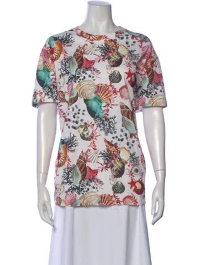 Pre-owned Mary Katrantzou Printed Crew Neck T-shirt In White
