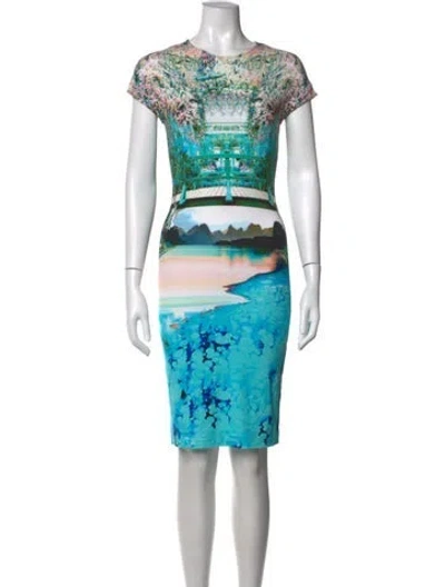 Pre-owned Mary Katrantzou Printed Knee-length Dress In Blue