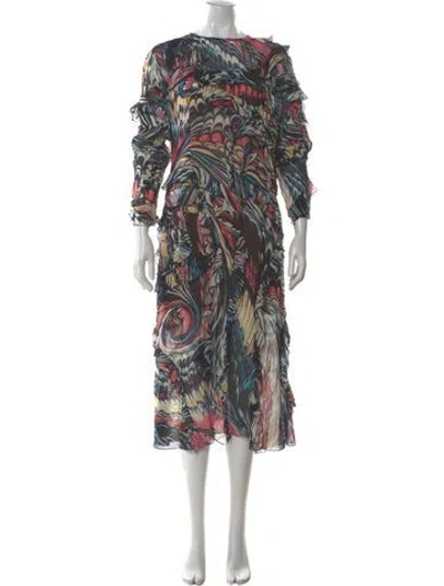 Pre-owned Mary Katrantzou Printed Long Dress In Black