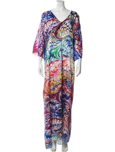 Pre-owned Mary Katrantzou Printed Long Dress In Blue