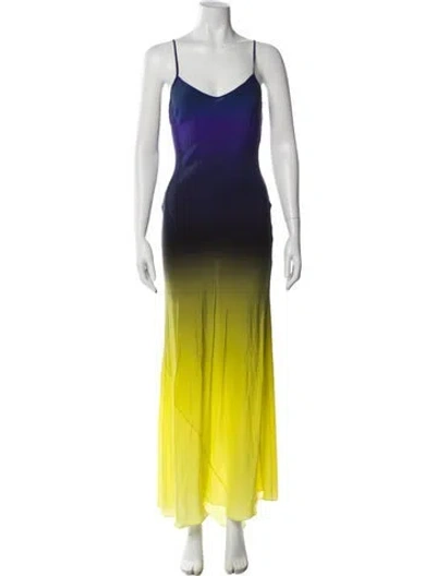 Pre-owned Mary Katrantzou Printed Long Dress In Blue