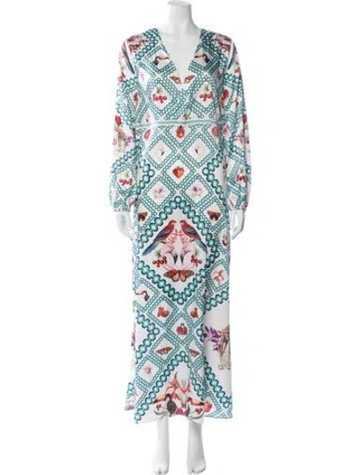 Pre-owned Mary Katrantzou Printed Long Dress W/ Tags In Blue