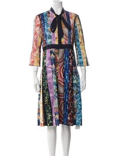 Pre-owned Mary Katrantzou Printed Midi Length Dress In Blue