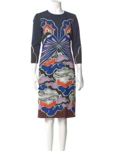 Pre-owned Mary Katrantzou Printed Midi Length Dress In Blue